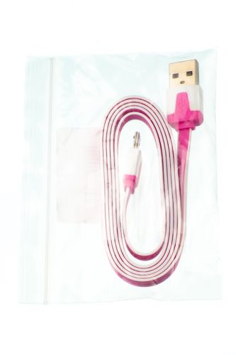 Кабель USB-Micro USB Flat Длинный штекер пакет бело-розовый оптом, в розницу Центр Компаньон фото 3