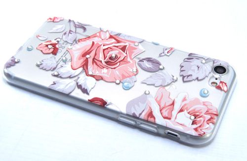 Чехол-накладка для iPhone 7/8/SE FASHION TPU стразы Роза розовая оптом, в розницу Центр Компаньон фото 2