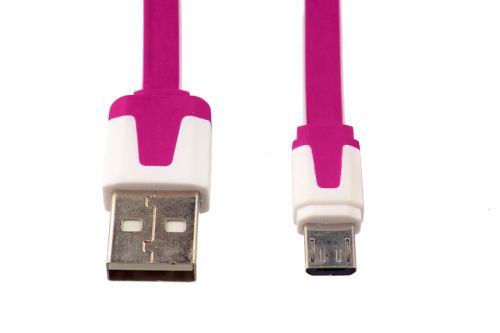 Кабель USB-Micro USB Flat Длинный штекер пакет бело-розовый оптом, в розницу Центр Компаньон фото 2