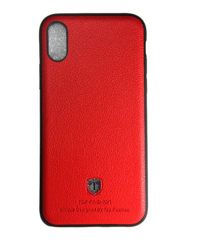 Чехол-накладка для iPhone X/XS TOP FASHION Litchi TPU красный пакет оптом, в розницу Центр Компаньон