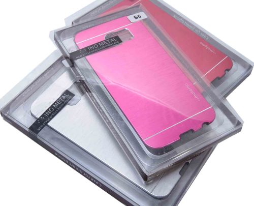 Чехол-накладка для Samsung G920 S6 MOTOMO мет/пластик ярко-розов оптом, в розницу Центр Компаньон фото 2