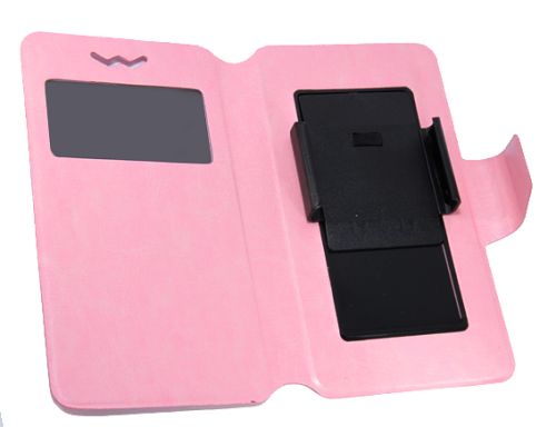 Чехол-книжка для универсал 5,2-5,5 раздвижной светло-розовый оптом, в розницу Центр Компаньон фото 2