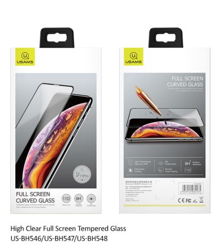 Защитное стекло для iPhone X/XS/11 Pro 3D CURVED USAMS US-BH546 черный оптом, в розницу Центр Компаньон фото 2