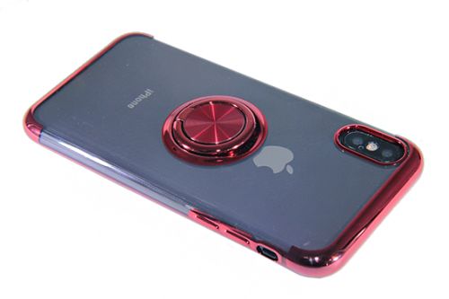 Чехол-накладка для iPhone X/XS ELECTROPLATED TPU КОЛЬЦО красный оптом, в розницу Центр Компаньон