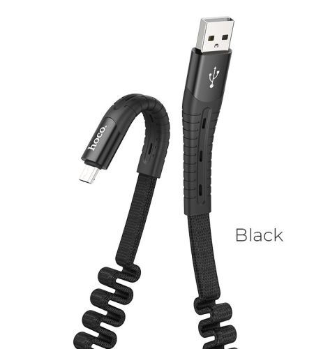 Кабель USB-Micro USB HOCO U78 Cotton elastic 2.4A 1.2м черный оптом, в розницу Центр Компаньон фото 2