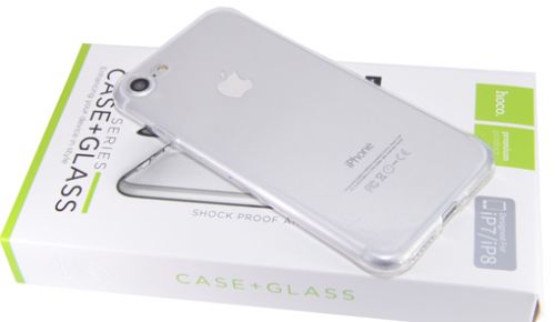 Чехол-накладка для iPhone 7/8/SE HOCO LIGHT TPU белая + стекло черное оптом, в розницу Центр Компаньон фото 4