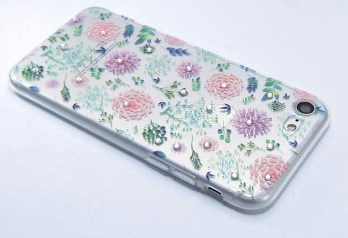 Чехол-накладка для iPhone 7/8/SE FASHION TPU стразы Полевые цветы вид 2 оптом, в розницу Центр Компаньон фото 2