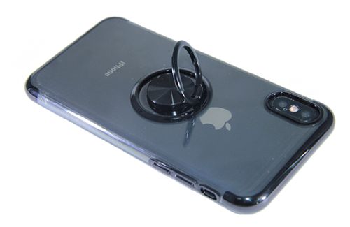 Чехол-накладка для iPhone X/XS ELECTROPLATED TPU КОЛЬЦО черный оптом, в розницу Центр Компаньон