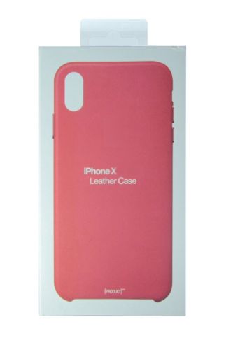 Чехол-накладка для iPhone X LEATHER CASE AAA красный оптом, в розницу Центр Компаньон фото 2