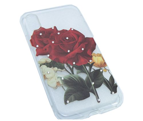 Чехол-накладка для iPhone X/XS FASHION TPU стразы Роза красная оптом, в розницу Центр Компаньон фото 2