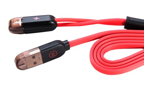 Кабель USB 2в1 MicroUSB-Lightning 8Pin WK красный оптом, в розницу Центр Компаньон фото 2